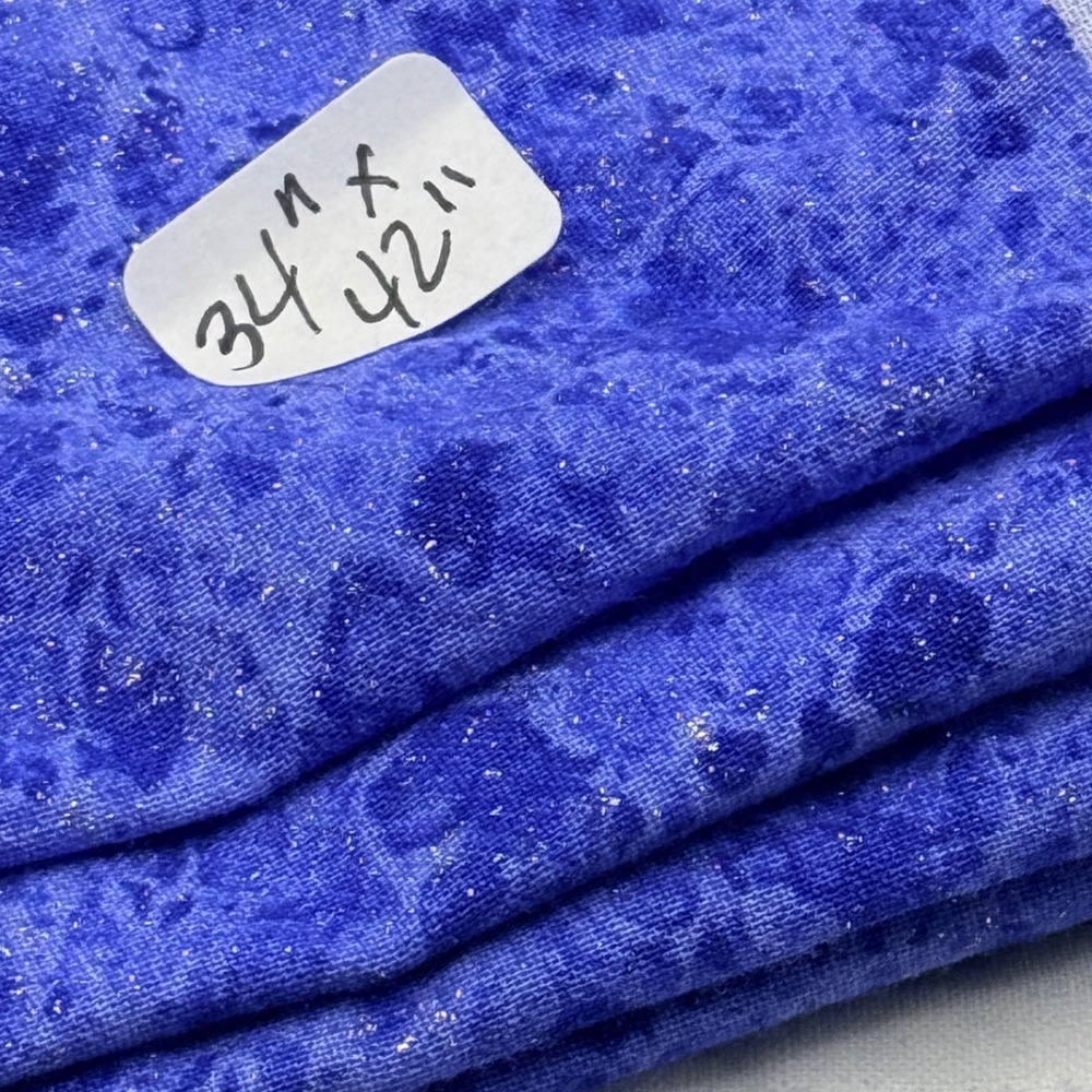 Blue Glitter Fabric Remnant 34" x 42" Tonal Mottled Sparkle Quilting Craft